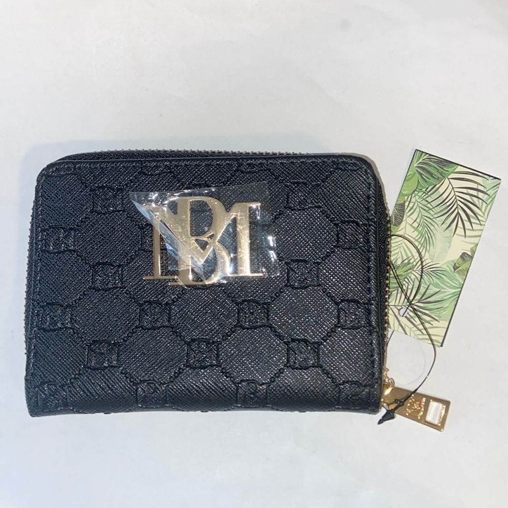 Badgley Mischka Black Zip Around Wallet New